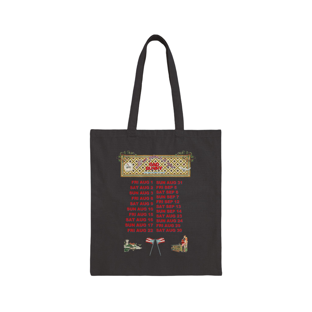 Bad Bunny Concho Tour Dates Tote Bag  Bad Bunny Merch | DTMF Merch