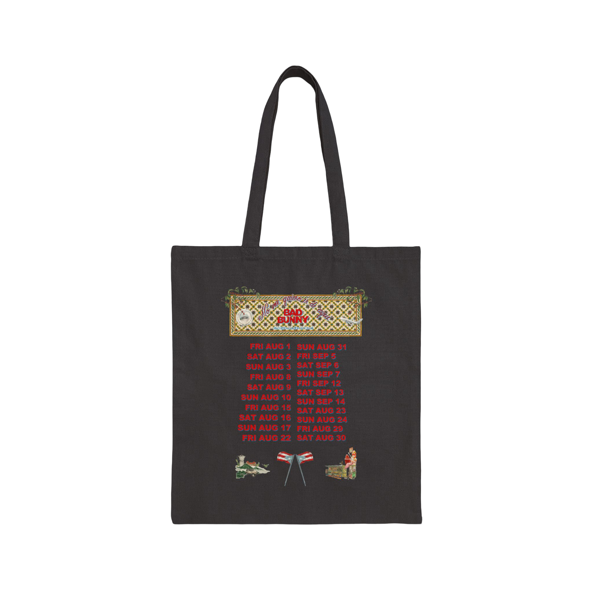 Bad Bunny Concho Tour Dates Tote Bag  Bad Bunny Merch | DTMF Merch