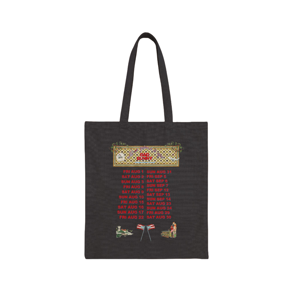 Bad Bunny Concho Tour Dates Black Tote Bag  | Bad Bunny Merch | DTMF Merch