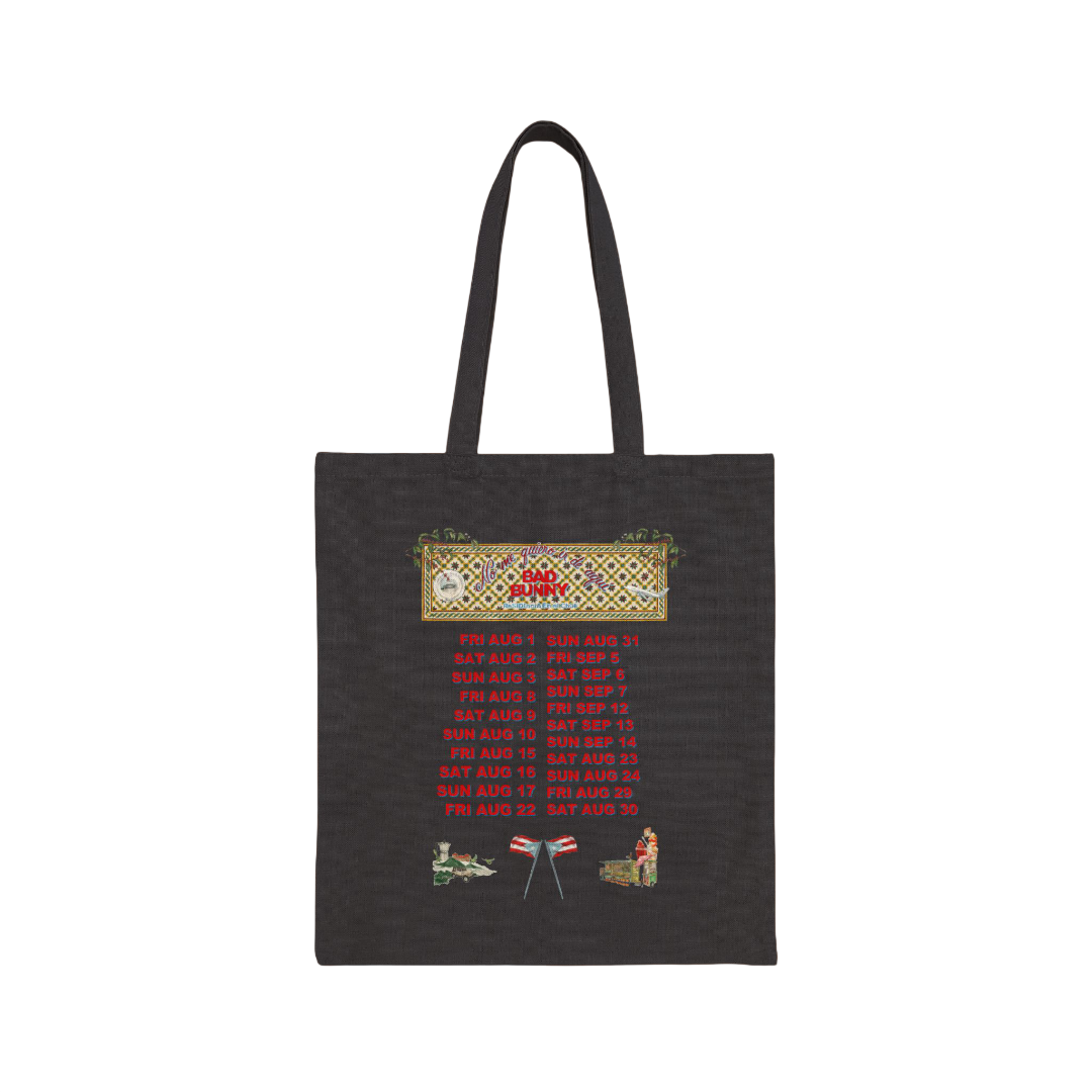 Bad Bunny Concho Tour Dates Black Tote Bag  | Bad Bunny Merch | DTMF Merch