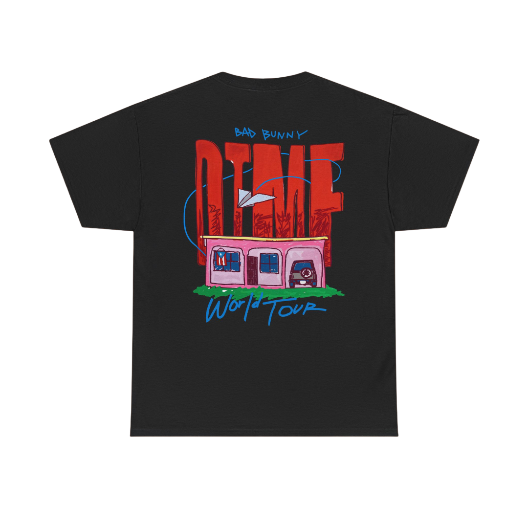 Bad Bunny World Tour Black Graphic Tee Bad Bunny Merch | DTMF Merch